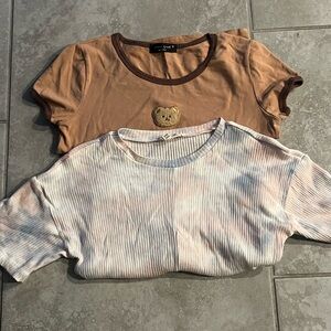 Girl kids bundle 2 shirt short sleeves medium 10-12 solid colors